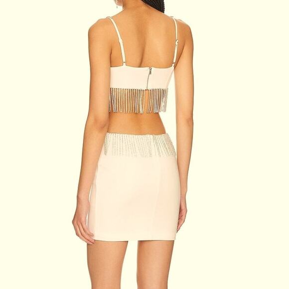 NWT NBD Revolve Rhinestone Cutout Creamy White Dress - Picture 3 of 6